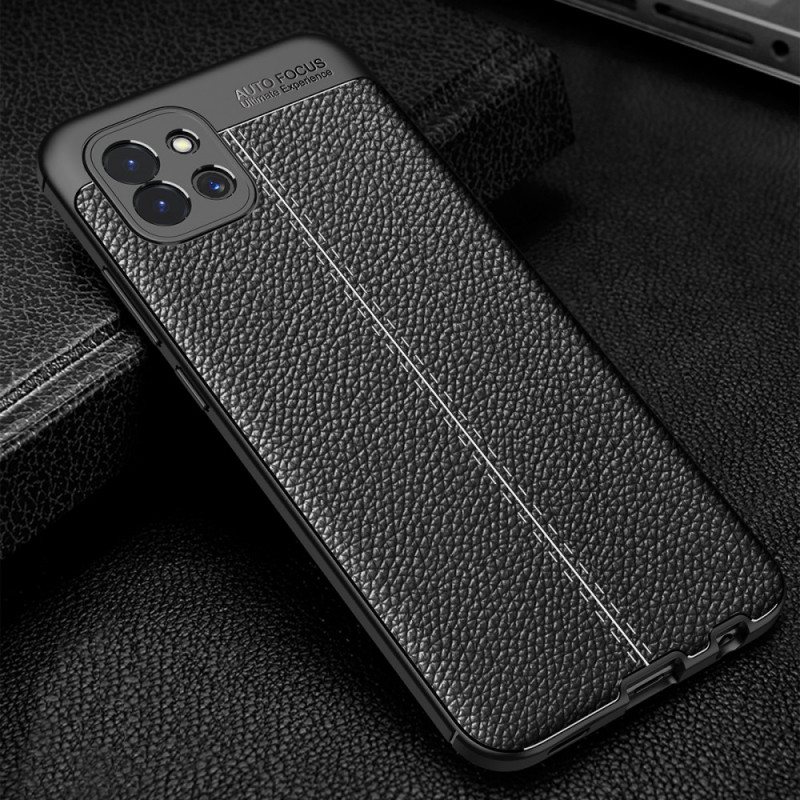 Deksel Til Samsung Galaxy A03 Dobbel Linje Litchi Leather Effect