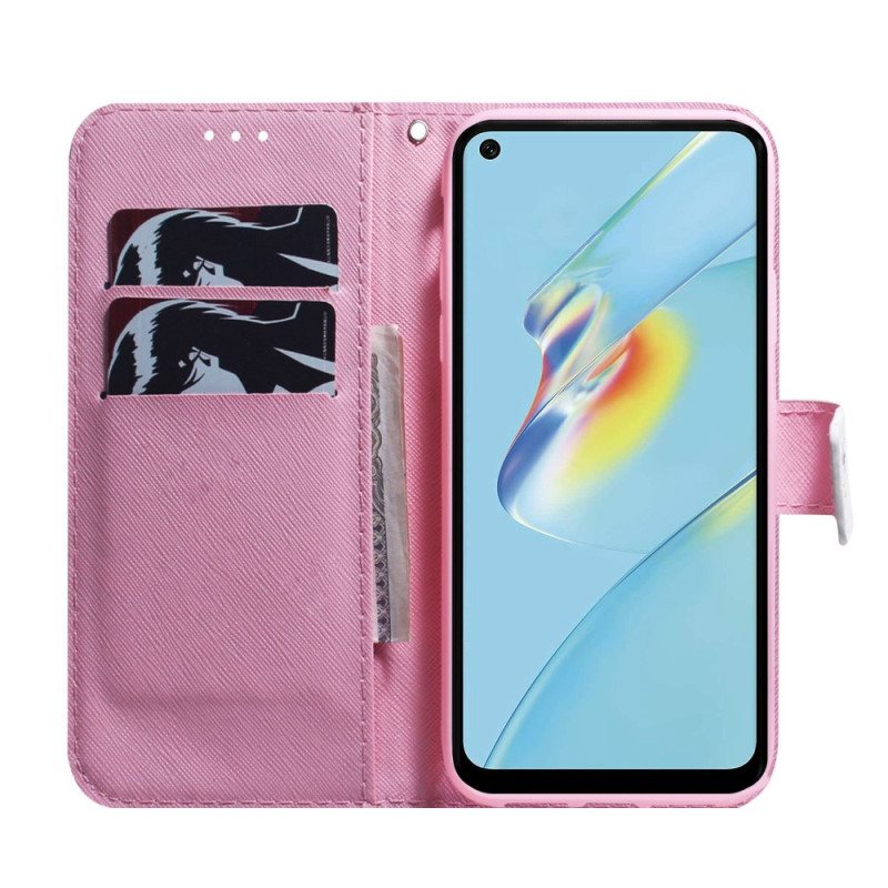 Folio Deksel Til Oppo Reno 8 Med Kjede Strappy Vintage Blomst