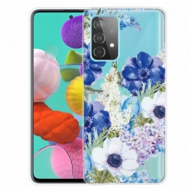 Deksel Til Samsung Galaxy A32 Akvarell Blå Blomster