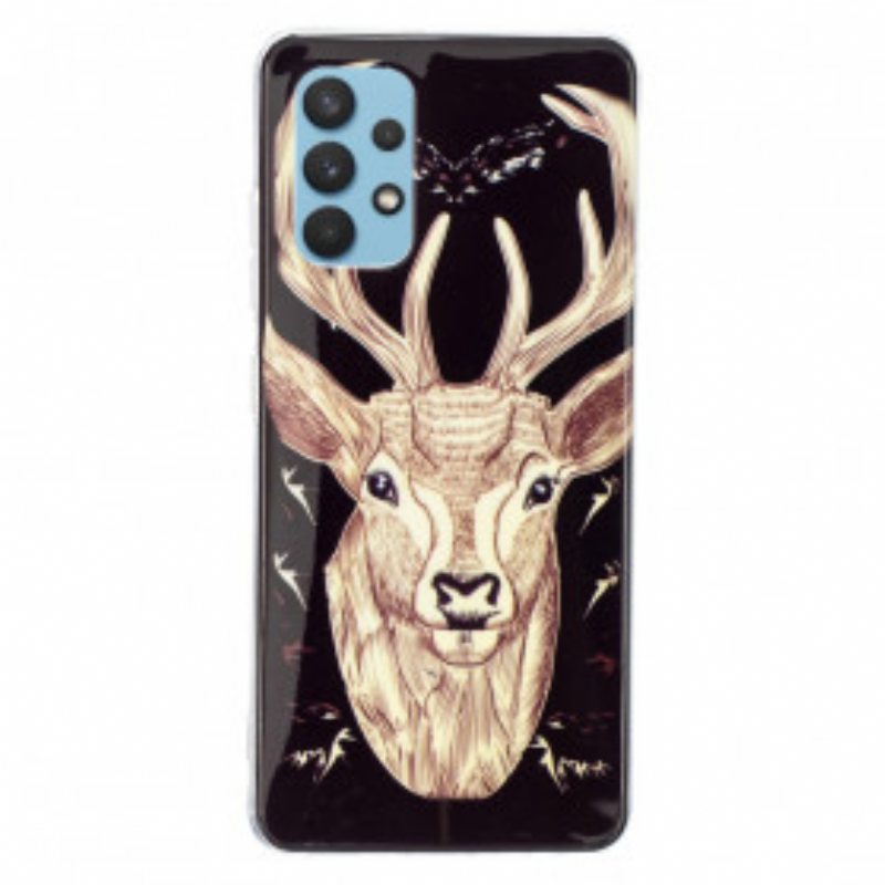 Deksel Til Samsung Galaxy A32 Fluorescerende Majestic Deer