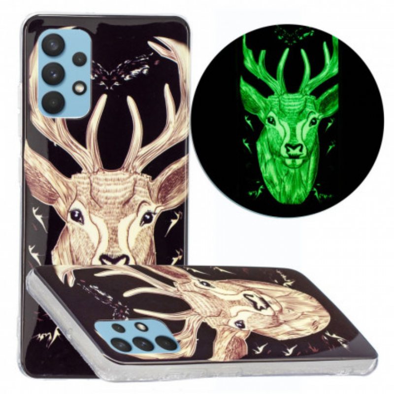 Deksel Til Samsung Galaxy A32 Fluorescerende Majestic Deer