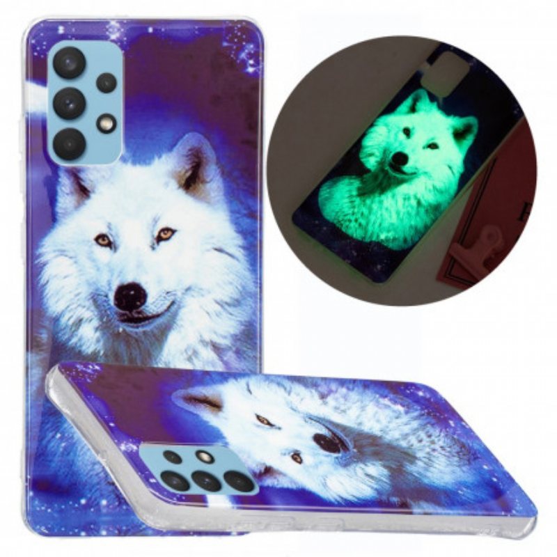 Deksel Til Samsung Galaxy A32 Fluorescerende Wolf-serien