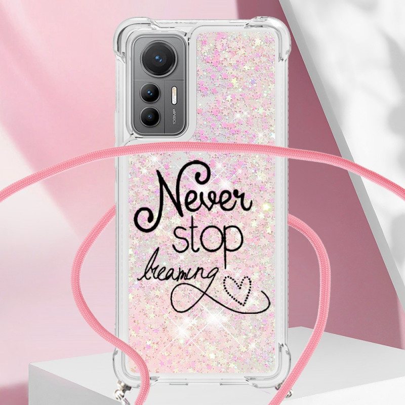 Deksel Til Xiaomi 12 Lite Med Snor Never Stop Glitter Snøre