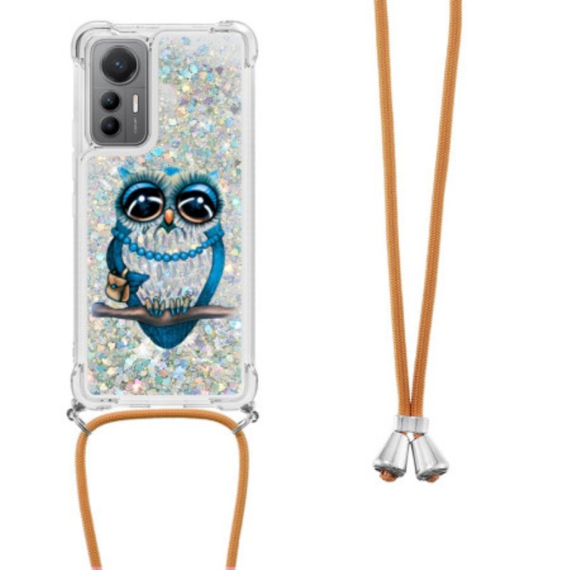 Deksel Til Xiaomi 12 Lite Med Snor Paljett Snøring Mrs. Owl