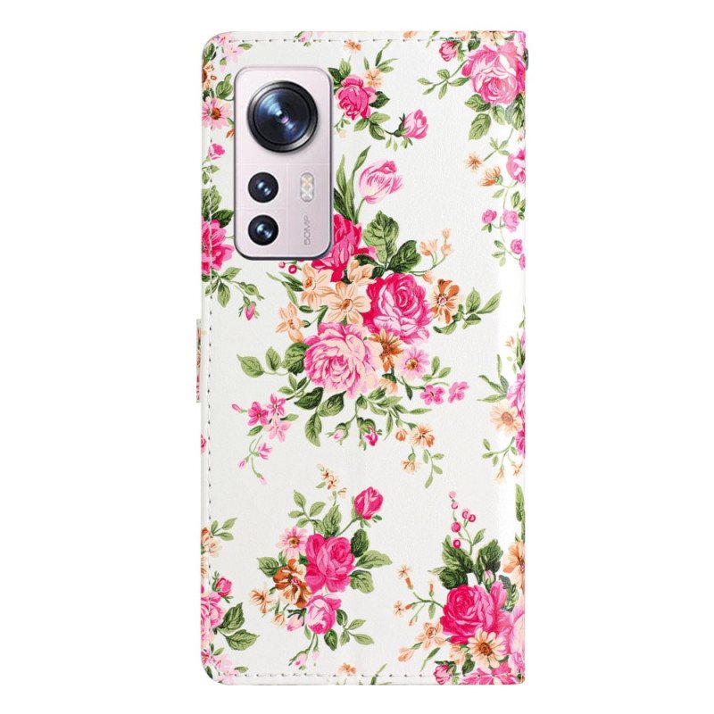 Folio Deksel Til Xiaomi 12 Lite Med Kjede Stropp Liberty Flowers