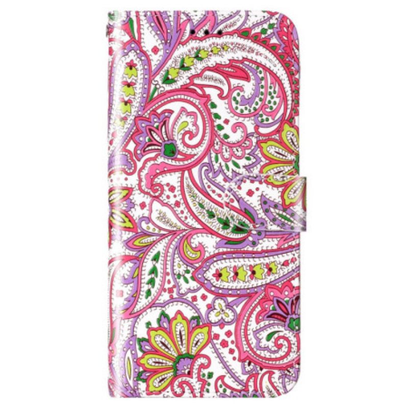 Lærdeksel Til Xiaomi 12 Lite Med Kjede Strappy Paisley-mønster