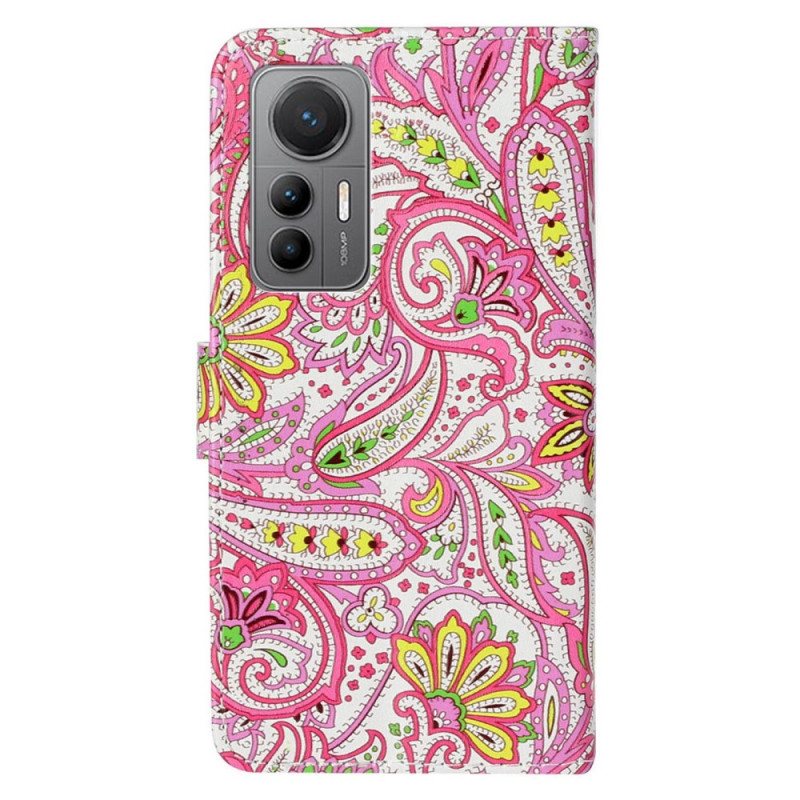 Lærdeksel Til Xiaomi 12 Lite Med Kjede Strappy Paisley-mønster