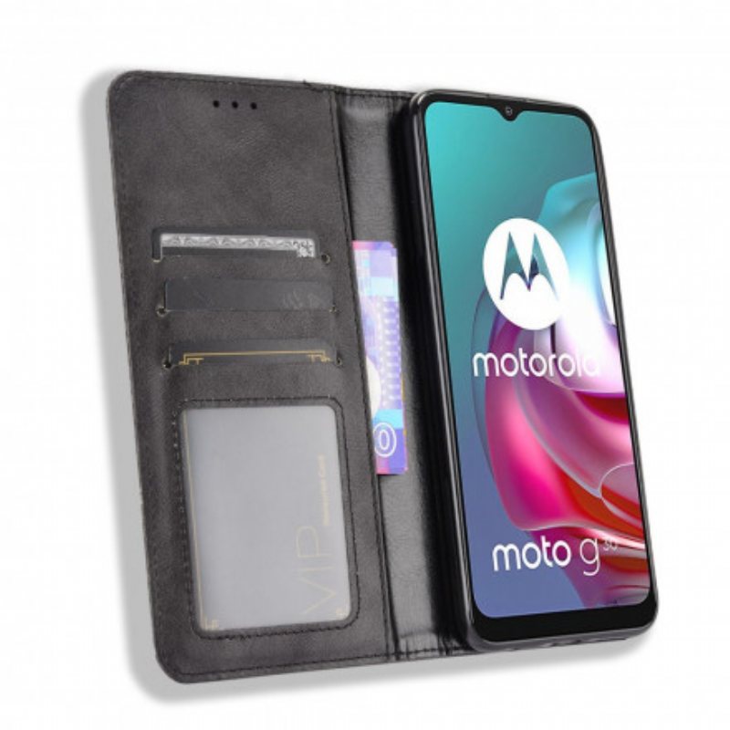 Beskyttelse Deksel Til Moto G30 / G10 Folio Deksel Stilisert Vintage Skinneffekt