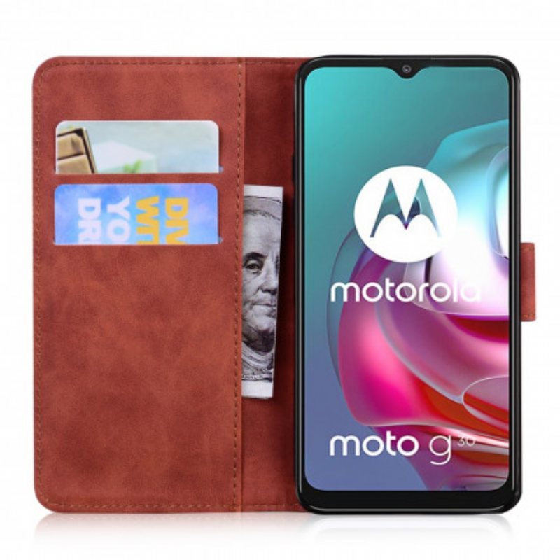 Folio Deksel Til Moto G30 / G10 Tiger Ansiktstrykk