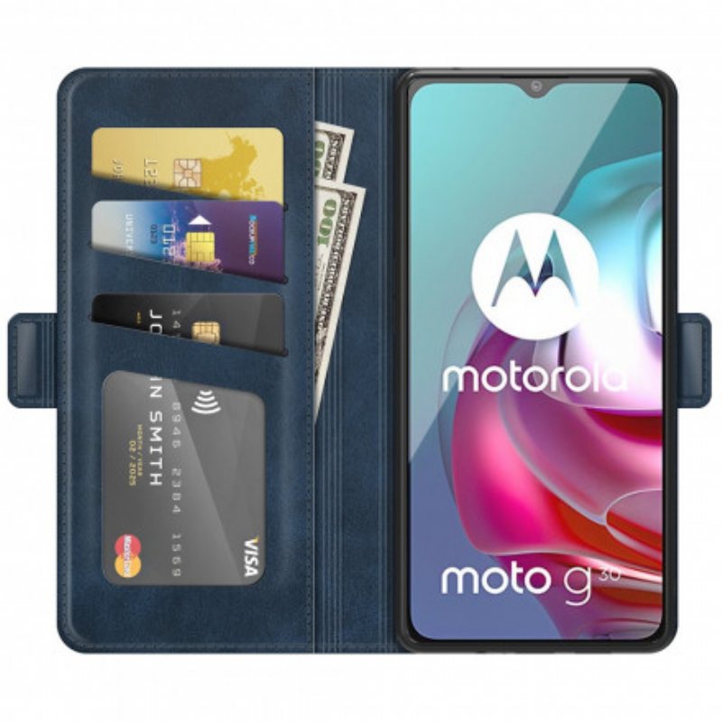 Lærdeksel Til Moto G30 / G10 Folio Deksel Dobbel Klaff