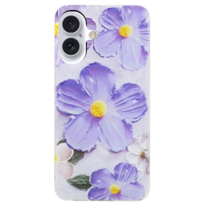 Deksel iPhone 16 Mobildeksel Lilla Blomster