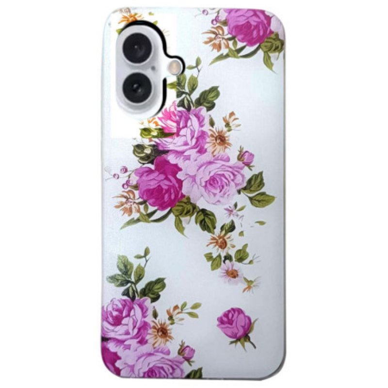 Deksel iPhone 16 Rosa Blomster