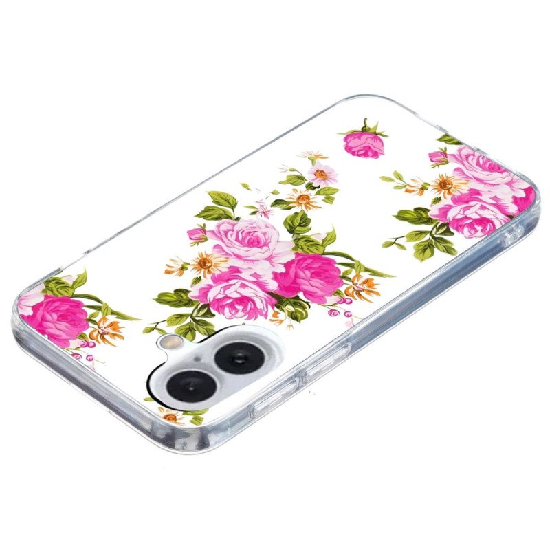 Deksel iPhone 16 Rosa Blomster