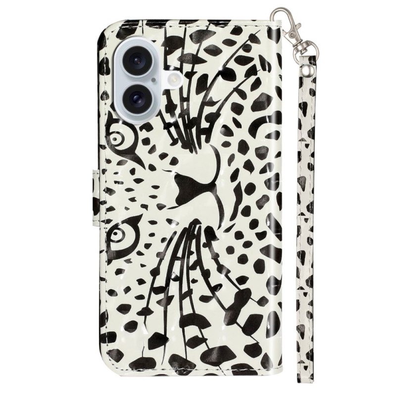 Folio Deksel iPhone 16 Leopardhode Med Stropp