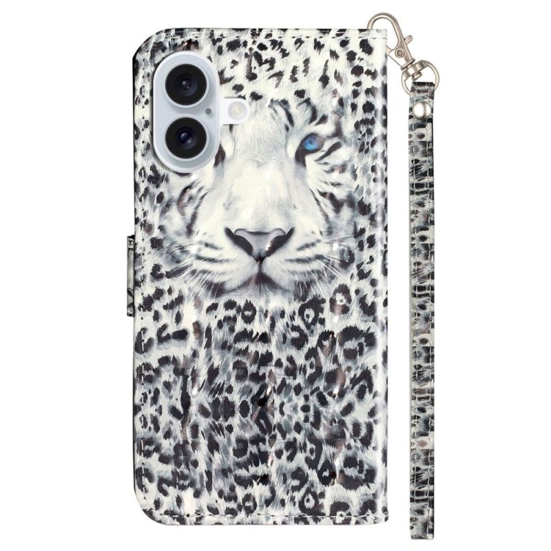 Folio Deksel iPhone 16 Leopardstropp Beskyttelse Deksel