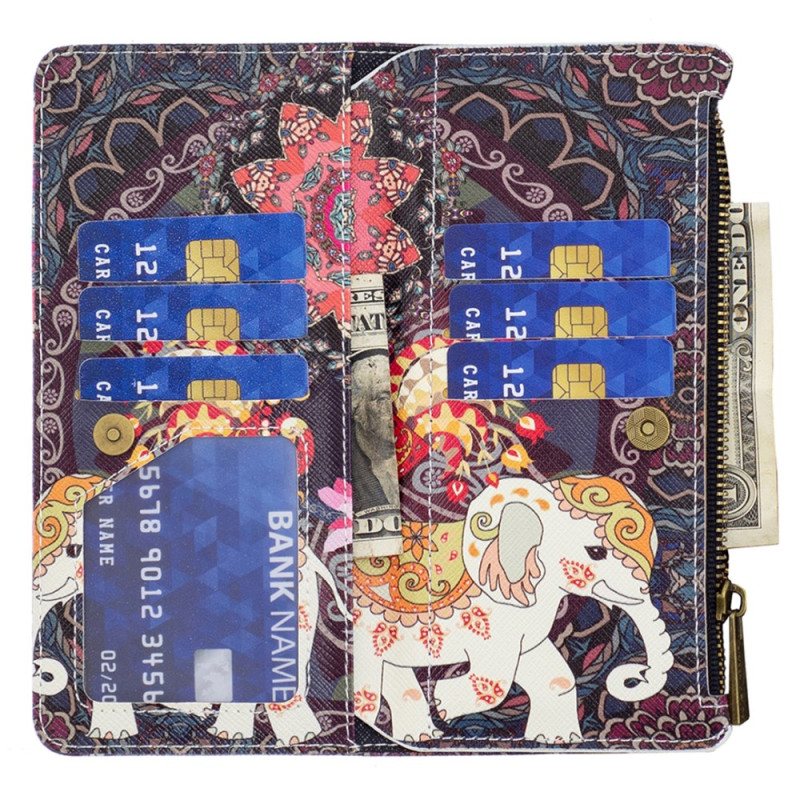 Folio Deksel iPhone 16 Tribal Elephant Wallet