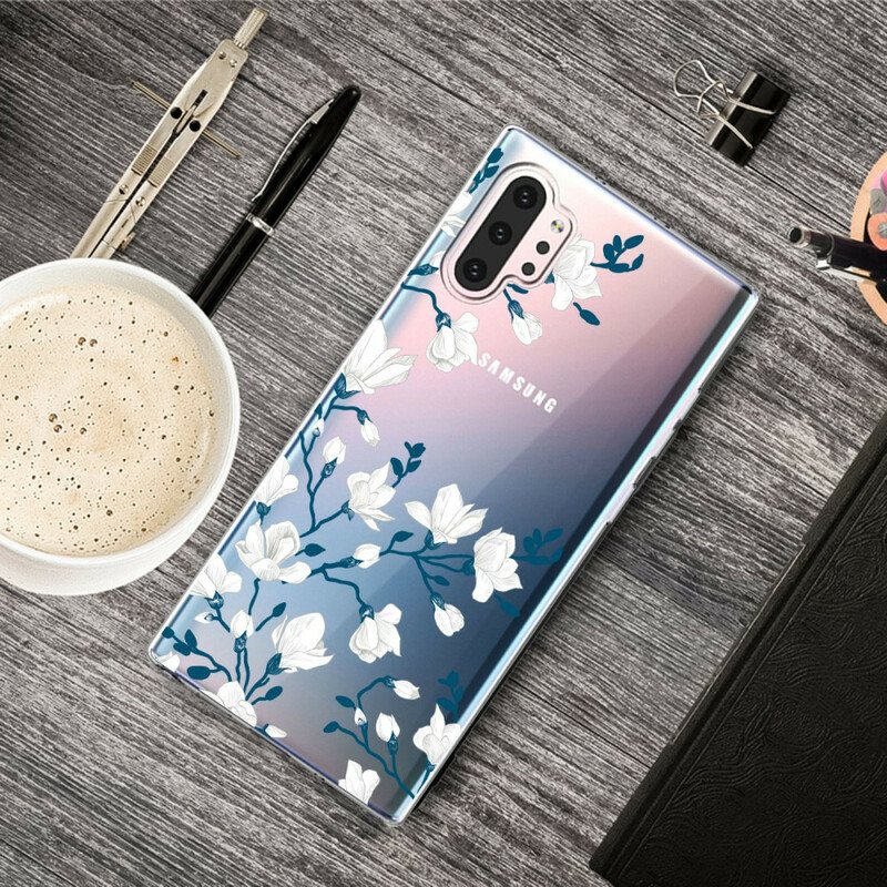 Deksel Til Samsung Galaxy Note 10 Plus Hvite Blomster