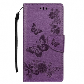 Folio Deksel Til Samsung Galaxy Note 10 Plus Med Kjede Sommerfugler Og Blomsterbånd