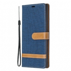 Folio Deksel Til Samsung Galaxy Note 10 Plus Med Kjede Stropp I Stoff Og Læreffekt