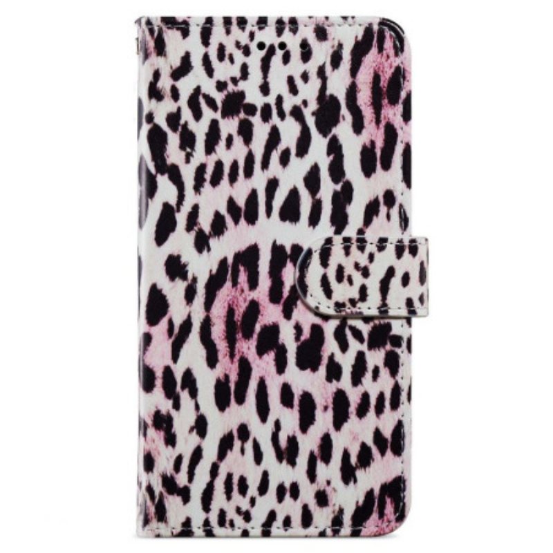 Folio Deksel Samsung Galaxy A55 5g Strappy Med Leopardtrykk