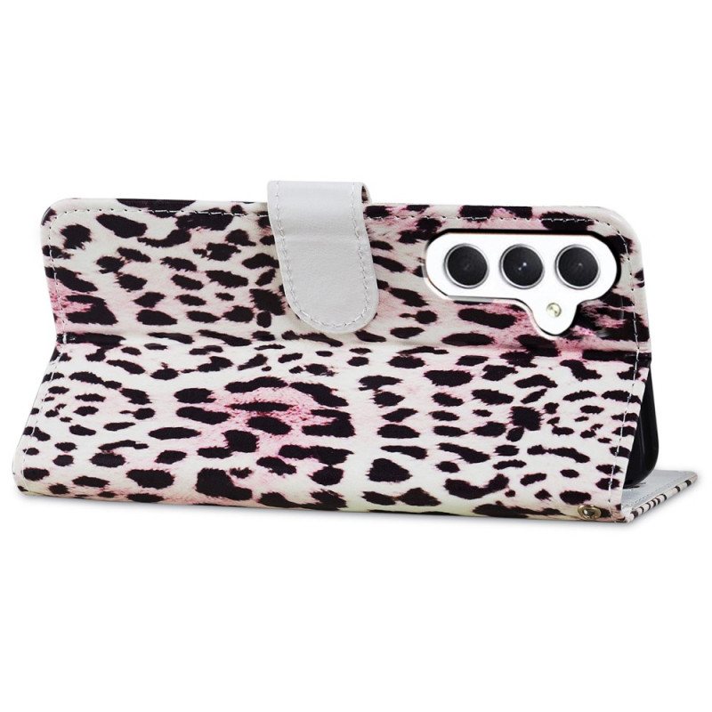 Folio Deksel Samsung Galaxy A55 5g Strappy Med Leopardtrykk