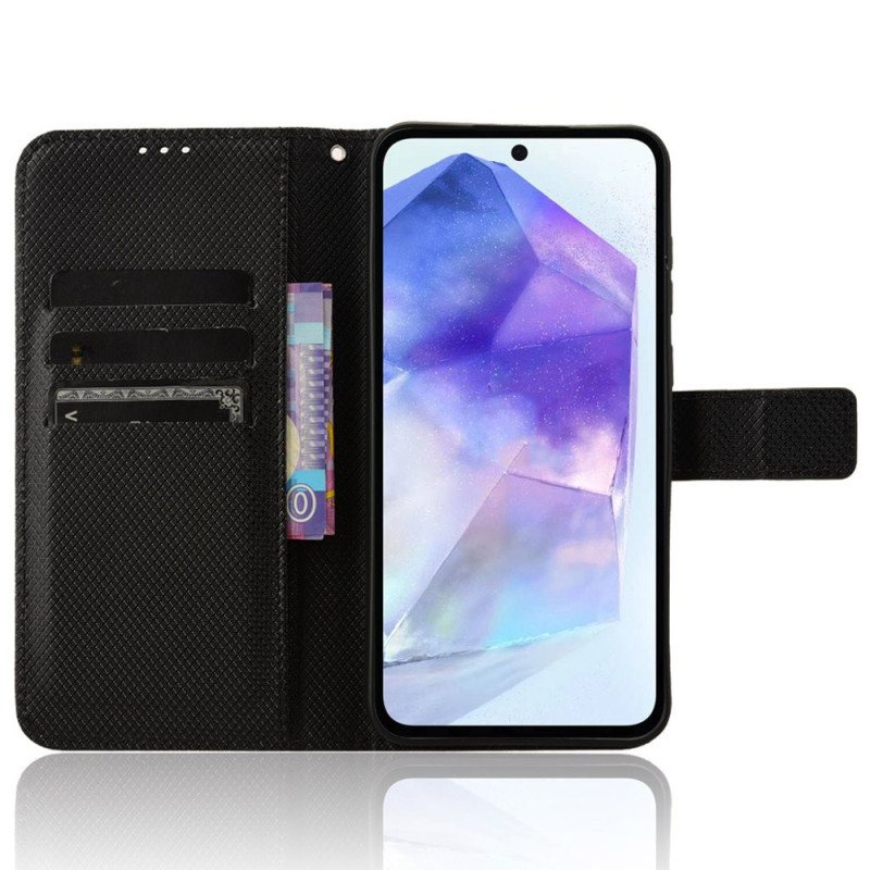 Folio Deksel Samsung Galaxy A55 5g Strukturert Stroppdesign