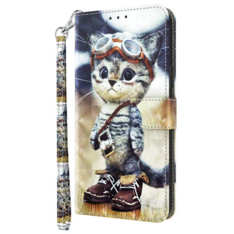 Folio Deksel Til Samsung Galaxy A55 5g Aviator Cat Med Stropp