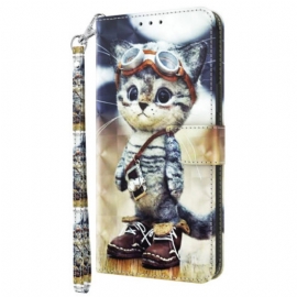 Folio Deksel Til Samsung Galaxy A55 5g Aviator Cat Med Stropp