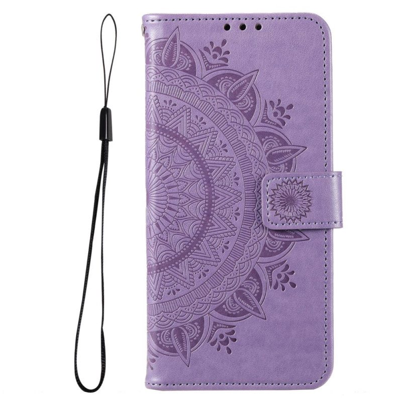 Folio Deksel Til Samsung Galaxy M33 5G Med Kjede Strappy Sun Mandala