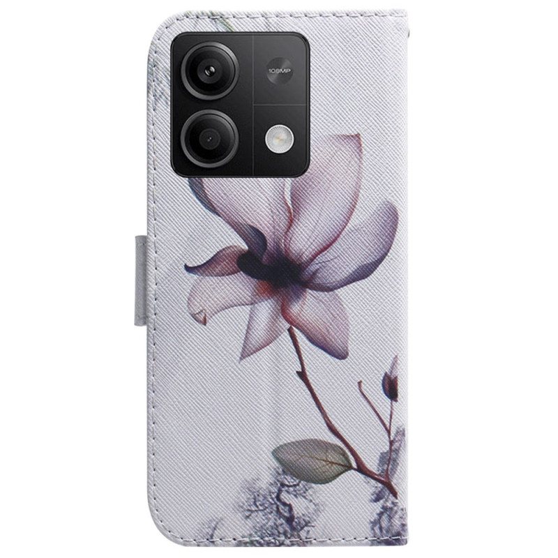 Folio Deksel Til Xiaomi Redmi Note 13 5g Rosa Blomst