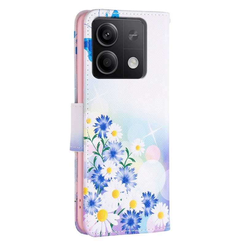 Folio Deksel Til Xiaomi Redmi Note 13 5g Sommerfugl- Og Blomstermønster