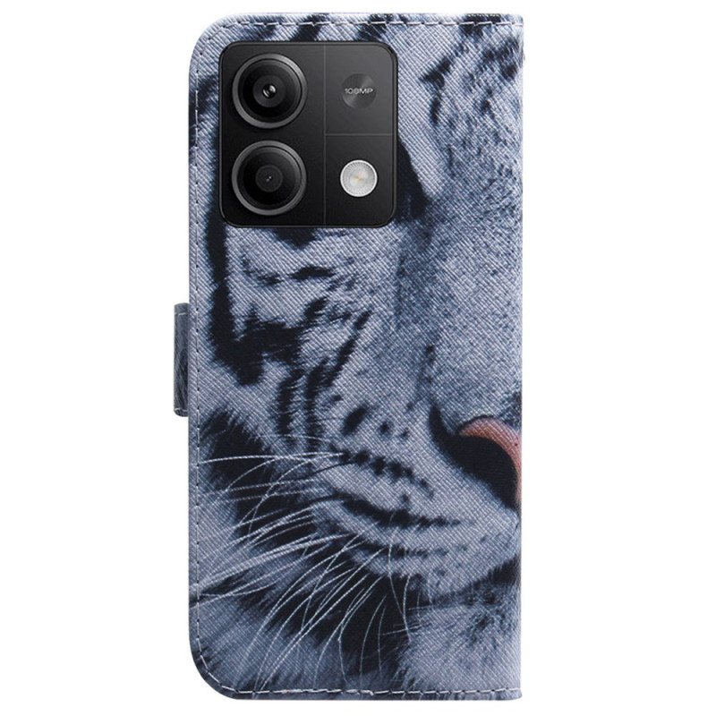 Folio Deksel Xiaomi Redmi Note 13 5g Hvit Tiger Beskyttelse Deksel