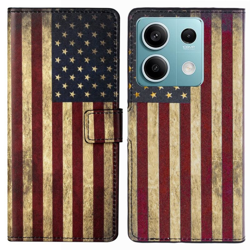 Folio Deksel Xiaomi Redmi Note 13 5g Vintage Amerikansk Flagg Beskyttelse Deksel