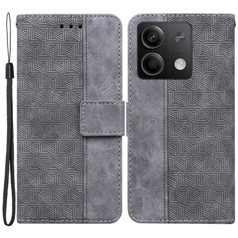 Lærdeksel Folio Deksel Xiaomi Redmi Note 13 5g Mobildeksel Strappy Vevd Mønster