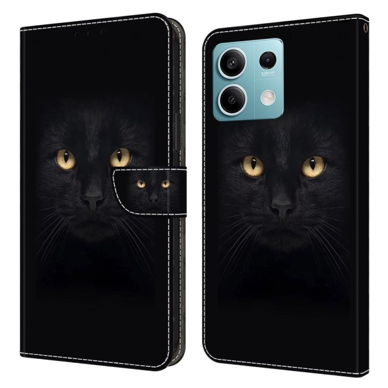 Lærdeksel Folio Deksel Xiaomi Redmi Note 13 5g Mobildeksel Svart Katt