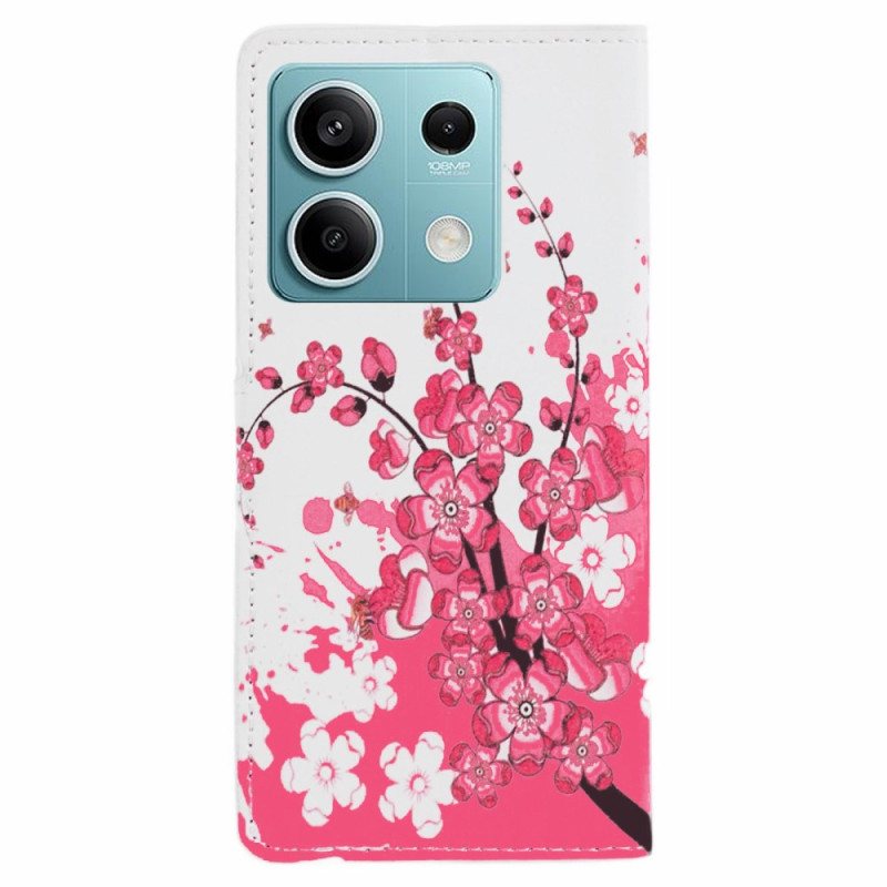 Lærdeksel Folio Deksel Xiaomi Redmi Note 13 5g Plommeblomster