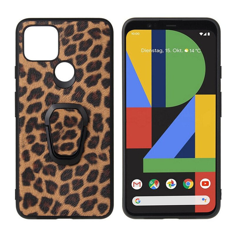 Deksel Til Google Pixel 5 Ringstøtte I Leopardstil