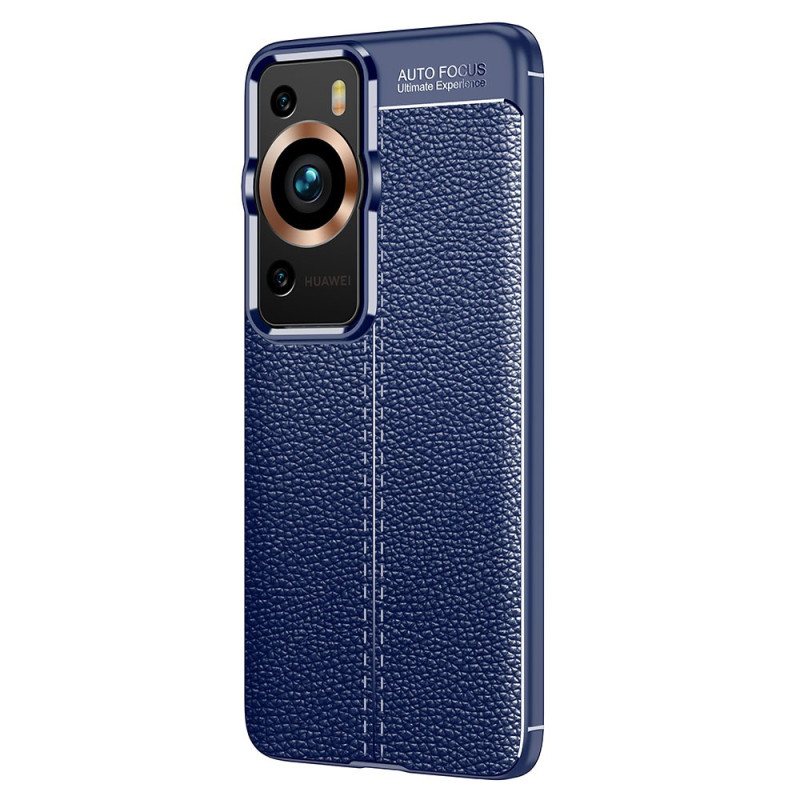 Deksel Til Huawei P60 Pro Dobbel Line Litchi Leather Effect