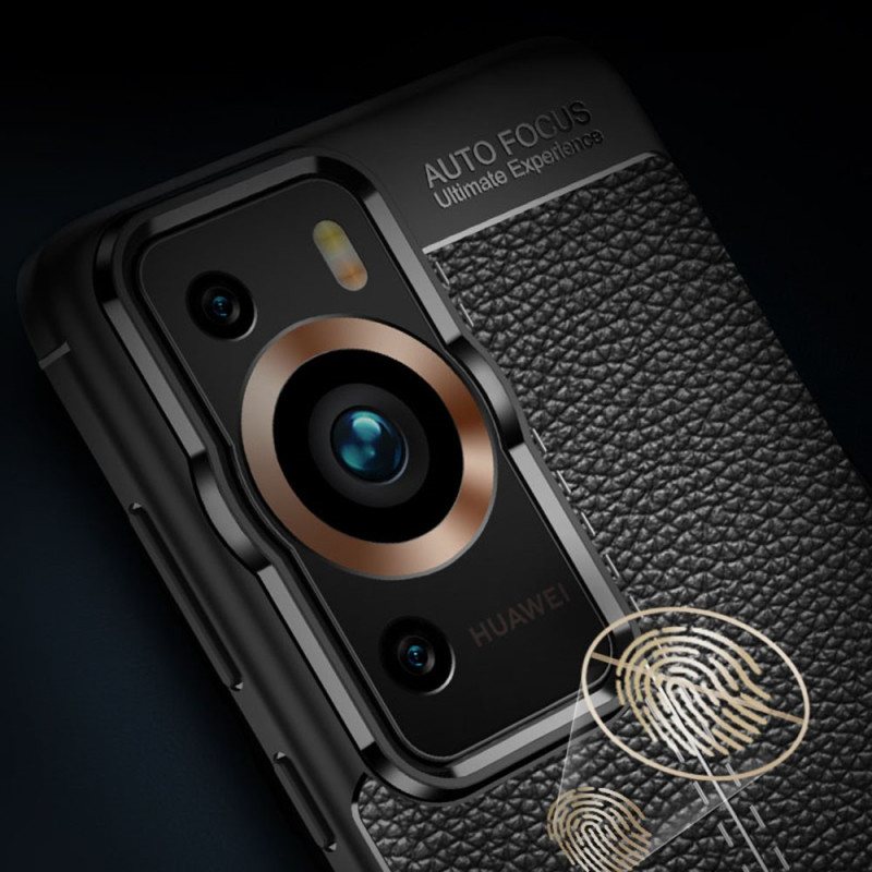 Deksel Til Huawei P60 Pro Dobbel Line Litchi Leather Effect