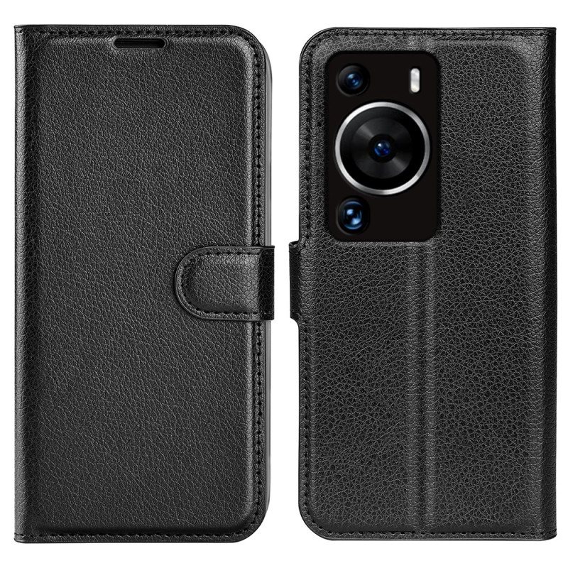 Lærdeksel Til Huawei P60 Pro Litchi Leather Effect