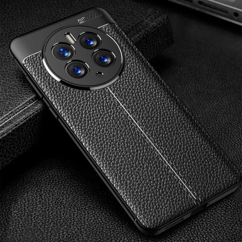 Deksel Til Huawei Mate 50 Pro Dobbel Linje Litchi Leather Effect