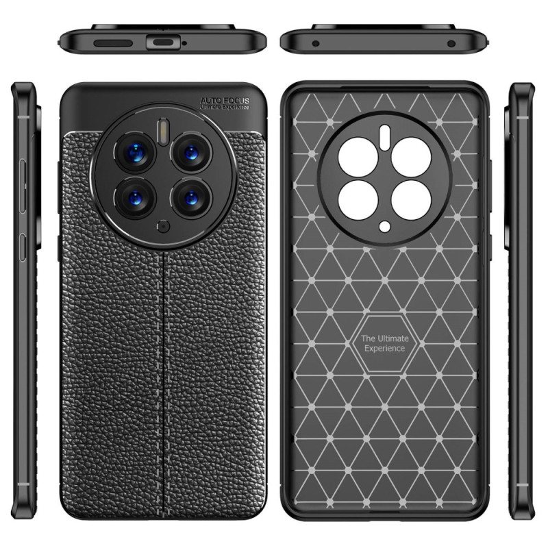 Deksel Til Huawei Mate 50 Pro Dobbel Linje Litchi Leather Effect