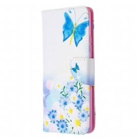Lærdeksel Til Samsung Galaxy A42 5G Malte Sommerfugler Og Blomster