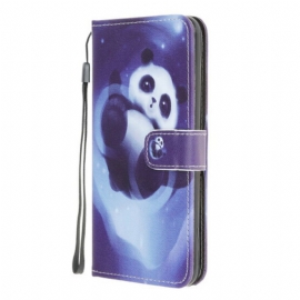 Lærdeksel Til Samsung Galaxy A42 5G Med Kjede Panda Space Med Snor