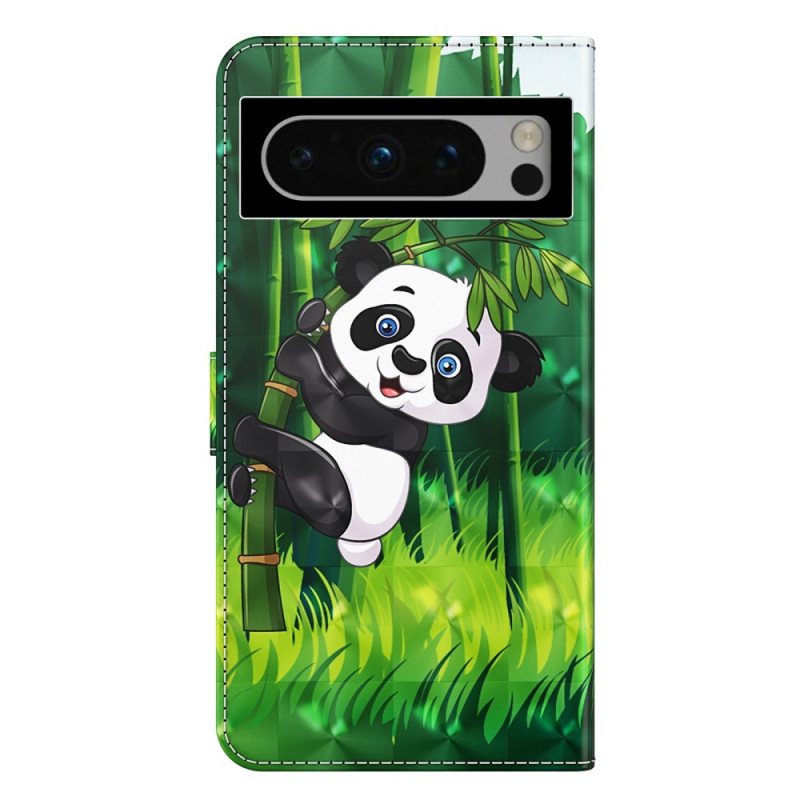 Folio Deksel Google Pixel 8 Pro Panda Bambus Med Stropp