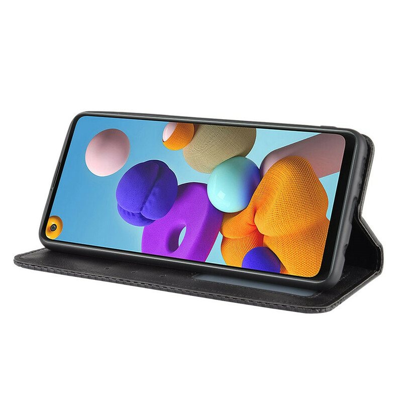 Beskyttelse Deksel Til Samsung Galaxy A21s Folio Deksel Stilisert Vintage Skinneffekt