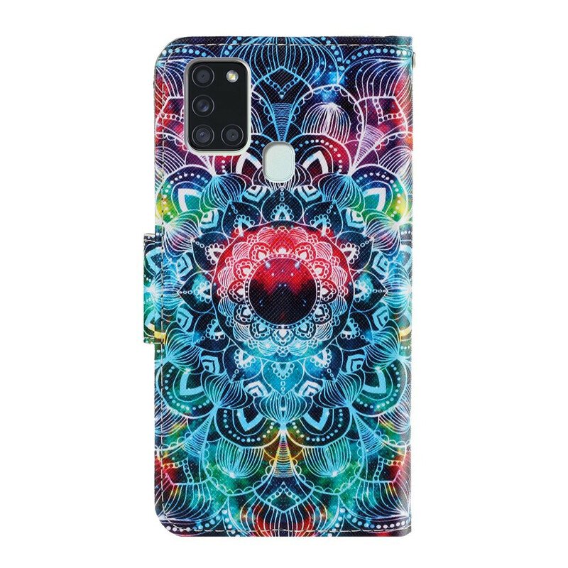 Folio Deksel Til Samsung Galaxy A21s Med Kjede Prangende Strappy Mandala