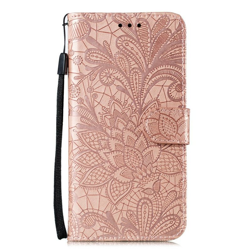 Folio Deksel Til Samsung Galaxy A21s Med Kjede Stropp Tribal Flowers