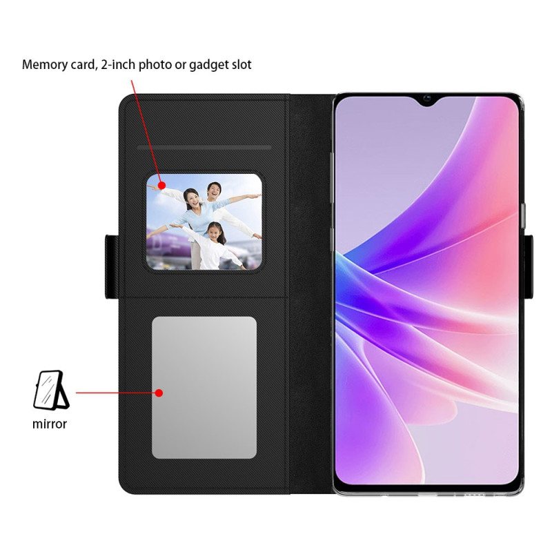 Folio Deksel Oppo Reno 11f 5g Speil Og Kortholder Beskyttelse Deksel