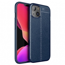 Deksel Til iPhone 14 Plus Dobbel Linje Litchi Leather Effect